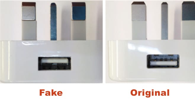  پورت USB اصلی در مقابل تقلبی شارژر اپل