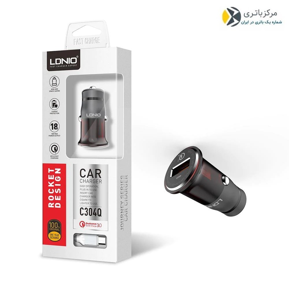 شارژر فندکی Ldnio مدل C304Q فست شارژر