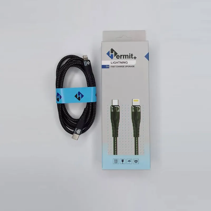کابل فست شارژ 5 آمپر Lightning مدل H-04 برند Hermit
