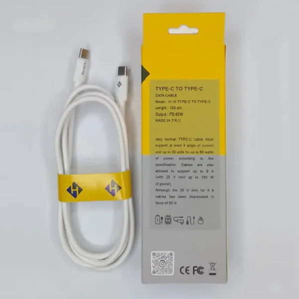 کابل فست شارژ 6 آمپر Type-c To Type-c مدل H-10 برند Hermit - Image 2