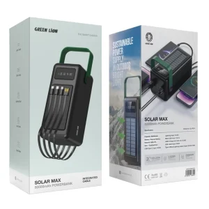 پاوربانک گرین لاین سولار مکس ۸۰۰۰۰ میلی‌آمپر مدل GL-PB74