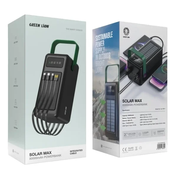 پاوربانک گرین لاین سولار مکس ۸۰۰۰۰ میلیآمپر مدل GL-PB74 - Image 2